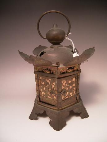 JAPANESE EARLY 20TH CENTURY BRONZE LANTERN<br><font color=red><b>SOLD</b></font>