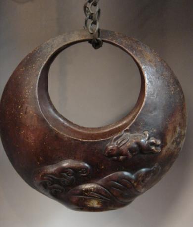 JAPANESE CIRCA 1900 BIZEN WARE HANGING/SITTING FLOWER HOLDER<br><font color=red><b>SOLD</b></font>