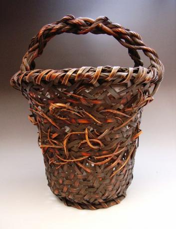 JAPANESE EARLY 20TH CENTURY LARGE BAMBOO FLOWER BASKET<br><font color=red><b>SOLD</b></font> 