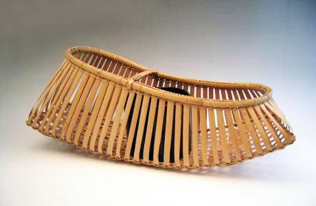 JAPANESE E. 20TH C. BAMBOO FLOWER BASKET BY SUEMURA SHOBUN