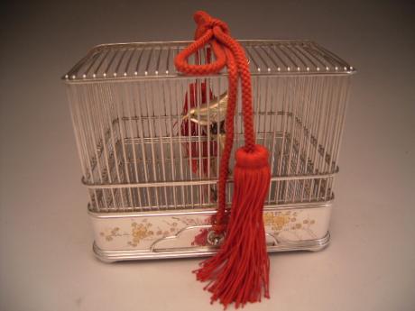JAPANESE EARLY 20TH CENTURY SILVER BIRD CAGE BOX<br><font color=red><b>SOLD</b></font>