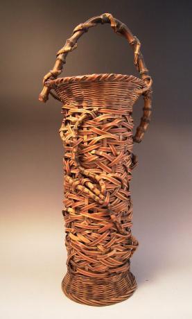 JAPANESE EARLY 20TH CENTURY BAMBOO FLOWER BASKET<br><font color=red><b>SOLD</b></font> 