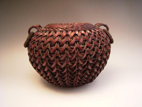 JAPANESE EARLY 20TH CENTURY BAMBOO FLOWER BASKET<br><font color=red><b>SOLD</b></font>