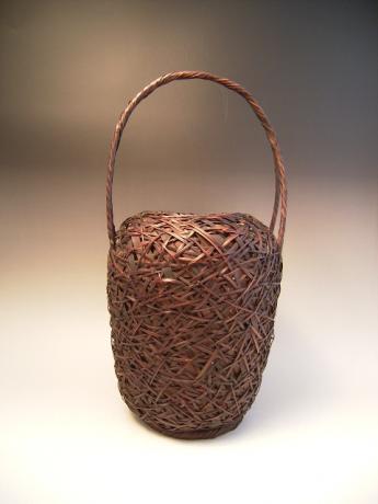 JAPANESE EARLY 20TH CENTURY BAMBOO FLOWER BASKET<br><font color=red><b>SOLD</b></font>