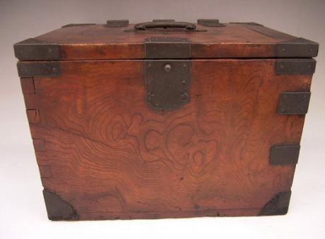 JAPANESE MEIJI PERIOD WOOD CALLIGRAPHY BOX WITH HINGED TOP AND 3 DRAWERS<br><font color=red><b>SOLD</b></font>