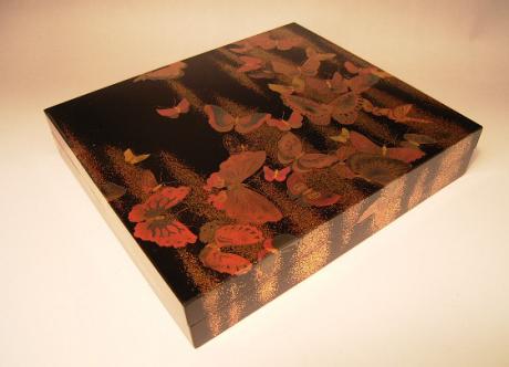 NEW ACQUISITION!  JAPANESE MID 19TH CENTURY LACQUER POEM CARD BOX BY NAKAMURA SOUTETSU<br><font color=red><b>SOLD</b></font>