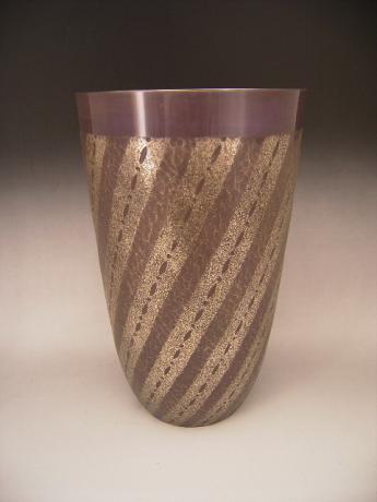 NEW ACQUISITION!  JAPANESE 20TH CENTURY ENAMELED SILVER HAMMERED VASE BY TANAKA SHUMEI<br><font color=red><b>SOLD</b></font>