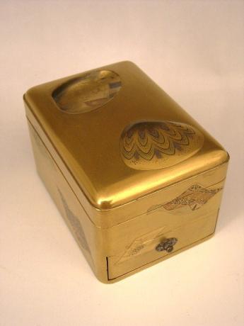 JAPANESE MEIJI PERIOD LACQUER BOX WITH TOP COMPARTMENT AND BOTTOM DRAWER<br><font color=red><b>SOLD</b></font> 