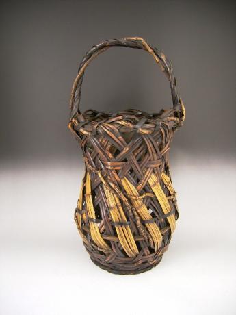 JAPANESE EARLY-MID 20TH CENTURY BAMBOO FLOWER BASKET<br><font color=red><b>SOLD</b></font> 