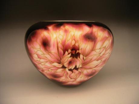 JAPANESE RED LARGE CLOISONNE DAHLIA DESIGN VASE BY THE ANDO COMPANY<br><font color=red><b>SOLD</b></font>