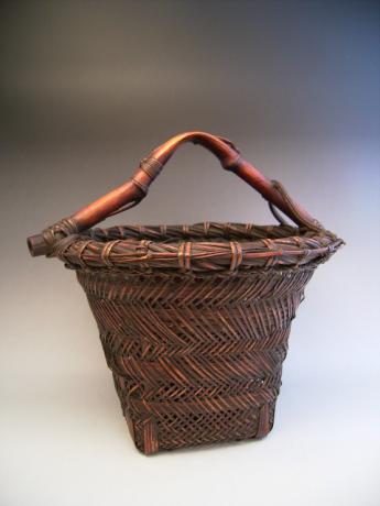 JAPANESE EARLY 20TH CENTURY BAMBOO FLOWER BASKET<br><font color=red><b>SOLD</b></font>